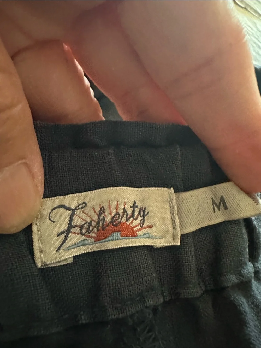 Faherty linen Navy Wide-Leg Elastic Waist Pants women medium - Picture 3 of 8